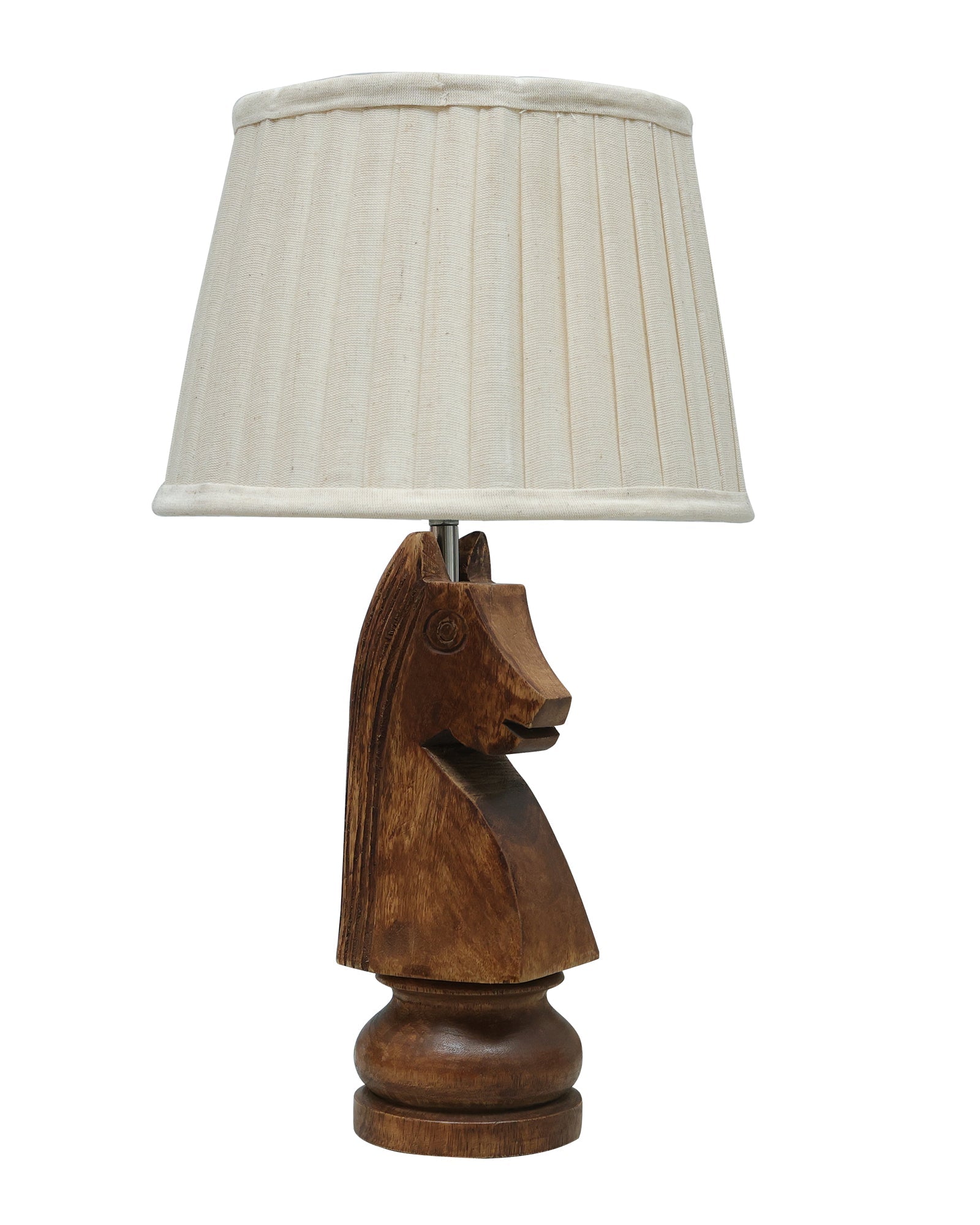 Chess Bedside Table Desk Lamp Rustic Wood Base Fabric Shade for Décor, Accent Light, Gameroom, Kids', Living Room, Bedroom, Office, Resturant