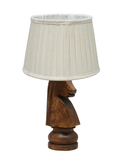 Chess Bedside Table Desk Lamp Rustic Wood Base Fabric Shade for Décor, Accent Light, Gameroom, Kids', Living Room, Bedroom, Office, Resturant