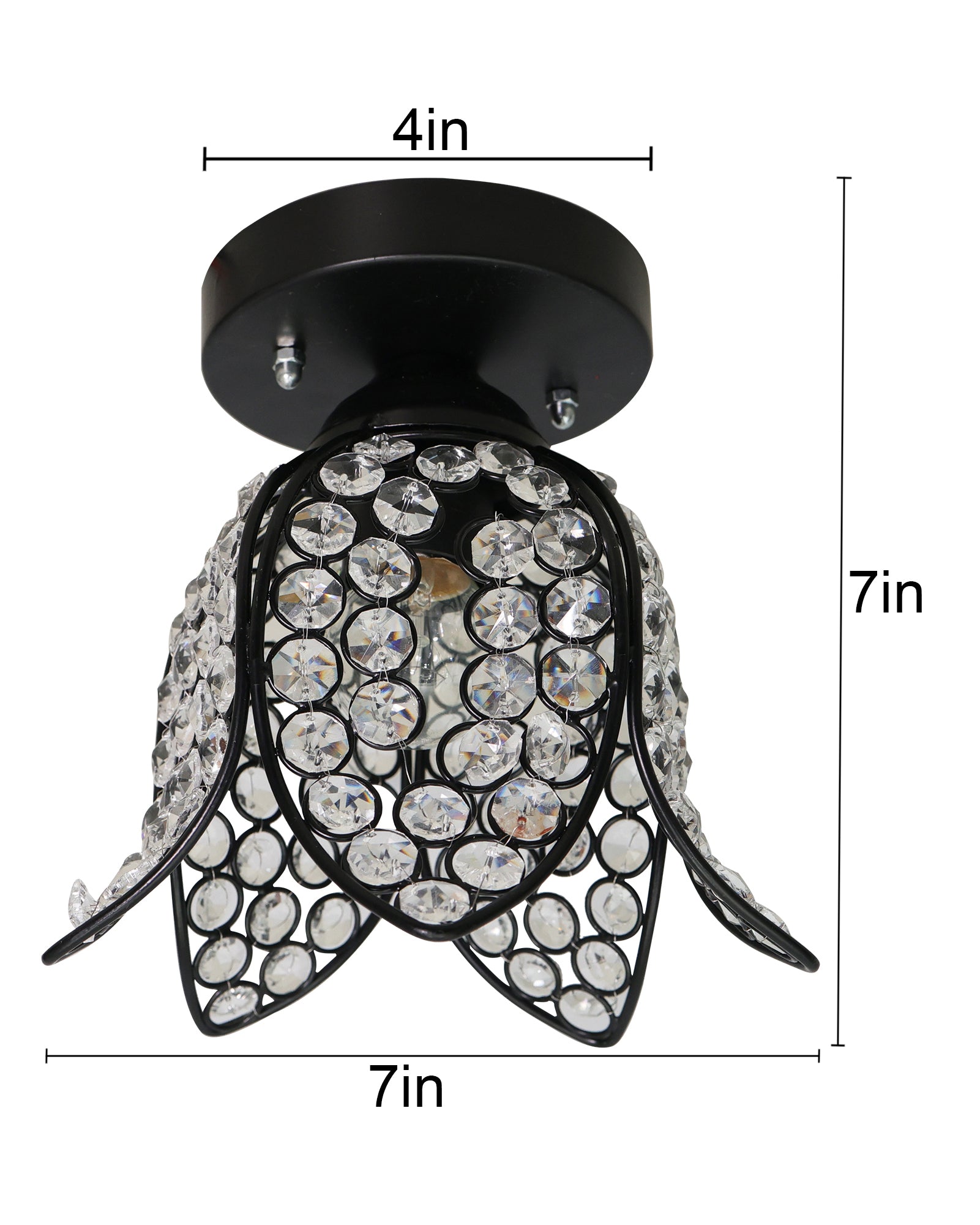 Metal Lotus Crystal Flush Mount Ceiling Light, for Hallway Light Fixture Ceiling