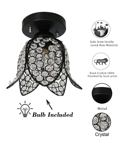 Metal Lotus Crystal Flush Mount Ceiling Light, for Hallway Light Fixture Ceiling