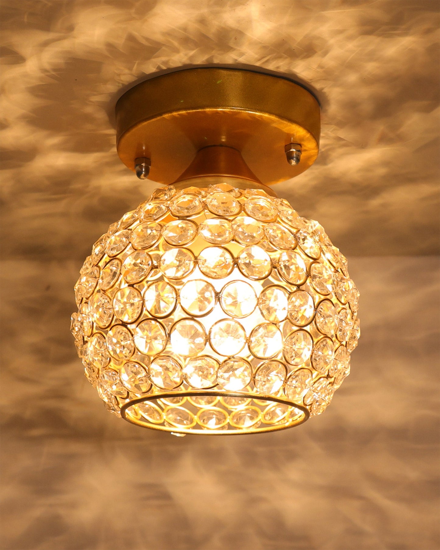 Semi Flush Mount Ceiling Light, Crystal Semi Flush Mount Light Fixture,Metal Crystal Flush Mount Ceiling Light, for Hallway Light Fixture