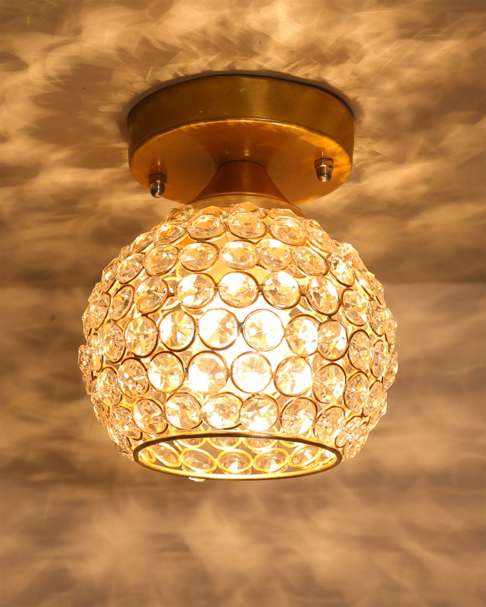 Semi Flush Mount Ceiling Light, Crystal Semi Flush Mount Light Fixture,Metal Crystal Flush Mount Ceiling Light, for Hallway Light Fixture