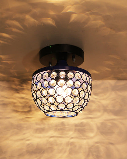 Semi Flush Mount Ceiling Light, Crystal Semi Flush Mount Light Fixture,Metal Crystal Flush Mount Ceiling Light, for Hallway Light Fixture