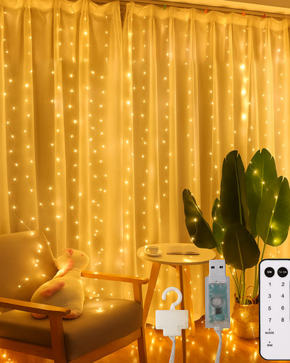 8 Modes Curtain Lights Copper String 200 LEDs 10 Fairy Light 2Mtr for Diwali,Hom