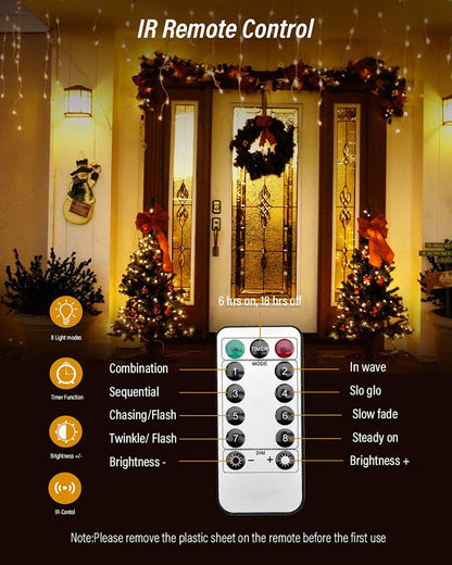 8 Modes Curtain Lights Copper String 300 LEDs 10 Fairy Light 3Mtr Each Indoor/Outdoor Decoration for Diwali, Christmas, Wedding, Party, Home, Patio Lawn