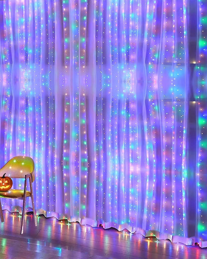 8 Modes Curtain Lights Copper String 300 LEDs 10 Fairy Light 3Mtr Each Indoor/Outdoor Decoration for Diwali, Christmas, Wedding, Party, Home, Patio Lawn