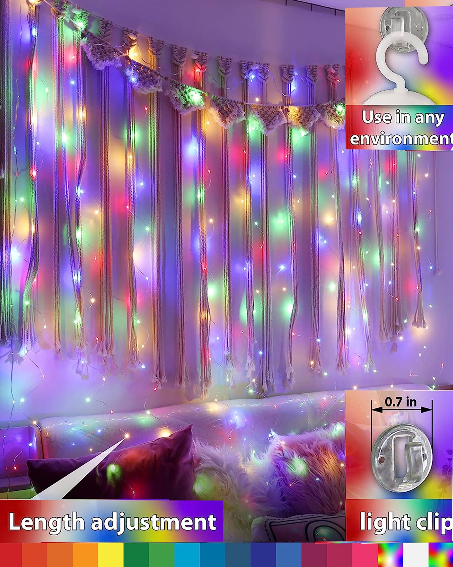 8 Modes Curtain Lights Copper String 300 LEDs 10 Fairy Light 3Mtr Each Indoor/Outdoor Decoration for Diwali, Christmas, Wedding, Party, Home, Patio Lawn