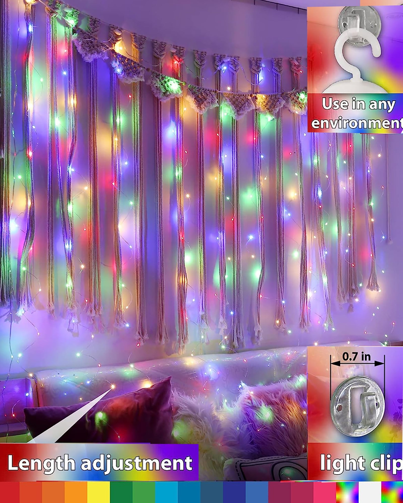 8 Modes Curtain Lights Copper String 300 LEDs 10 Fairy Light 3Mtr Each Indoor/Outdoor Decoration for Diwali, Christmas, Wedding, Party, Home, Patio Lawn
