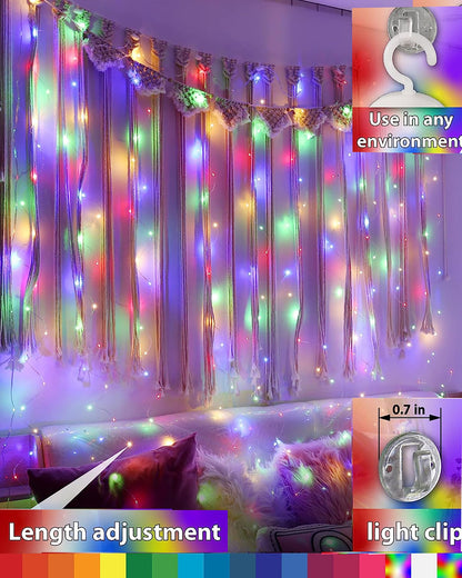 8 Modes Curtain Lights Copper String 300 LEDs 10 Fairy Light 3Mtr Each Indoor/Outdoor Decoration for Diwali, Christmas, Wedding, Party, Home, Patio Lawn