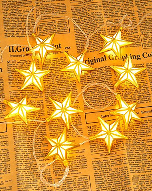 String Lights, Moroccon Copper Lights 5M 14LED Indoor Outdoor Fairy Globe String Lights,for Garden,Patio,Christmas,Wedding,Home, Party Decoration (Warm White), Golden Star