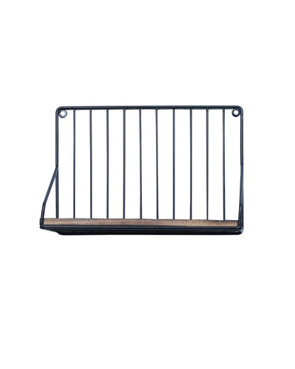 Metal Iron Wall Mount Shelf Bookshelf Floating Storage Rack Organization for Kitchen Bedroom Home Decor Kid Room DIY Wall Decorations Plants Holder with Wood Base, Single Set of 2