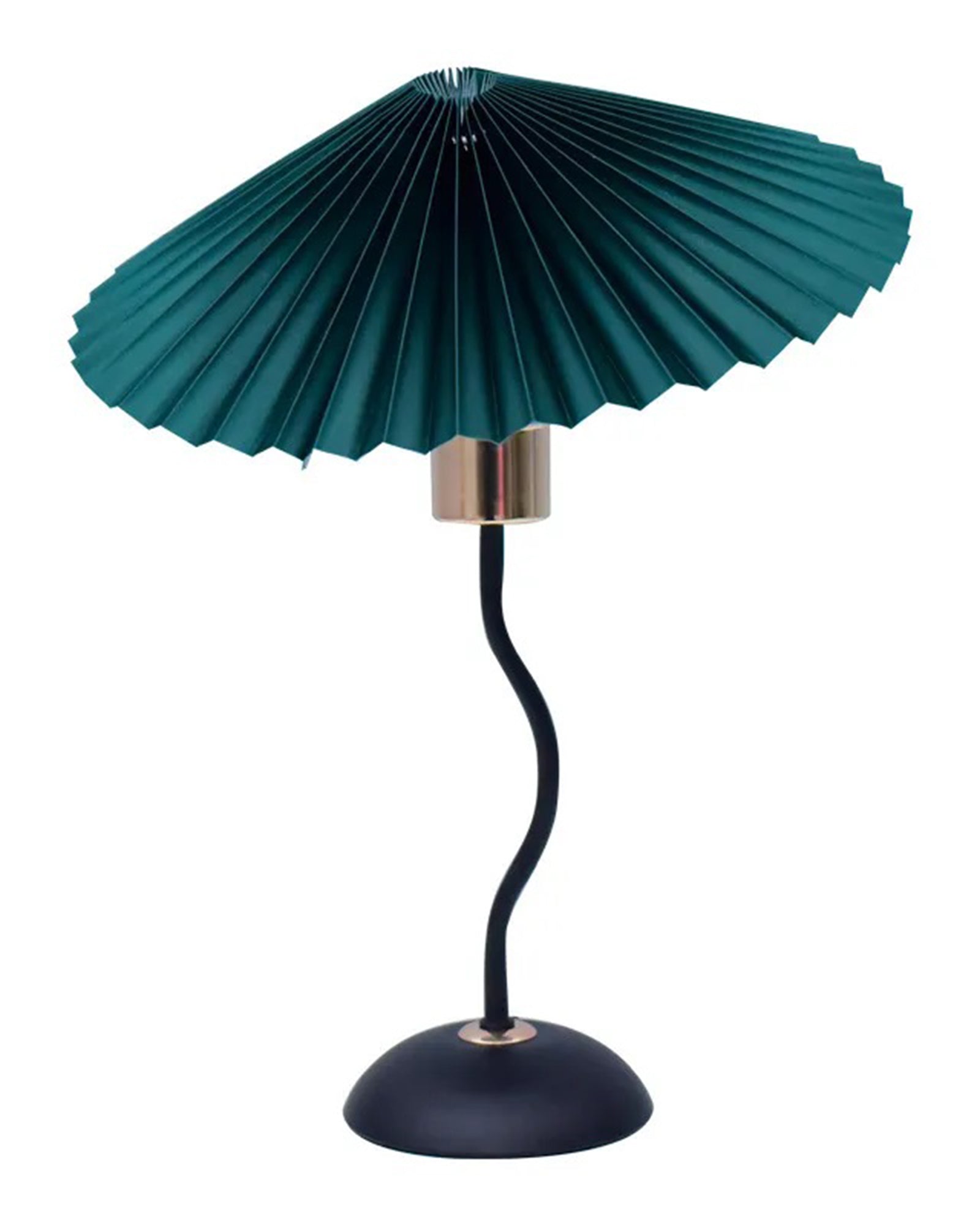 Matt Black Twister Small Pleated Lamp, Modern Bedside Nightstand/Table Lamp with Green Lampshade, Metal Base for Bedroom, Home Office, Living Room, Kids Dorm, E14 Holder