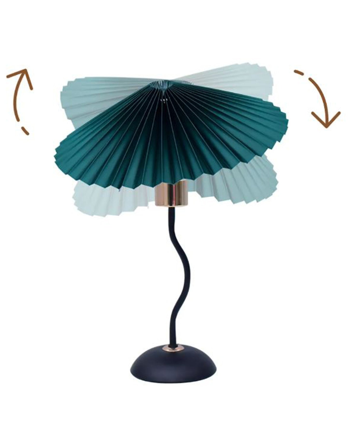 Matt Black Twister Small Pleated Lamp, Modern Bedside Nightstand/Table Lamp with Green Lampshade, Metal Base for Bedroom, Home Office, Living Room, Kids Dorm, E14 Holder