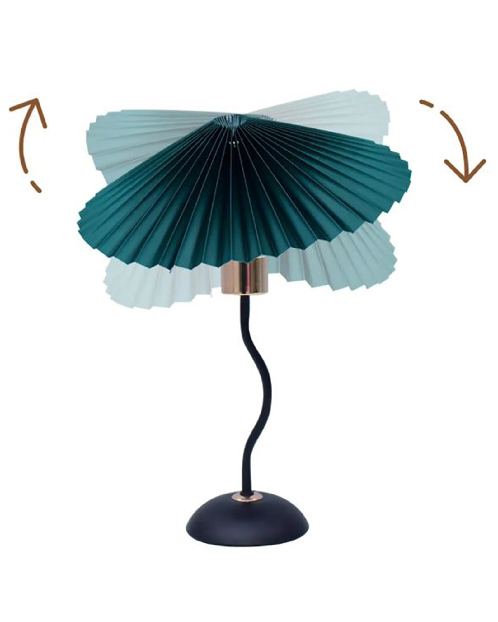 Matt Black Twister Small Pleated Lamp, Modern Bedside Nightstand/Table Lamp with Green Lampshade, Metal Base for Bedroom, Home Office, Living Room, Kids Dorm, E14 Holder