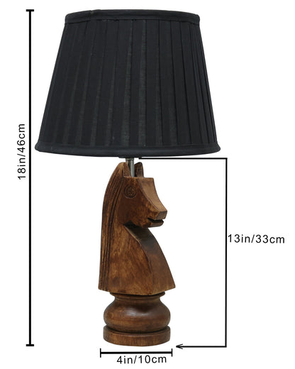 Chess Bedside Table Desk Lamp Rustic Wood Base Fabric Shade for Décor, Accent Light, Gameroom, Kids', Living Room, Bedroom, Office, Resturant