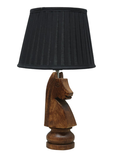 Chess Bedside Table Desk Lamp Rustic Wood Base Fabric Shade for Décor, Accent Light, Gameroom, Kids', Living Room, Bedroom, Office, Resturant