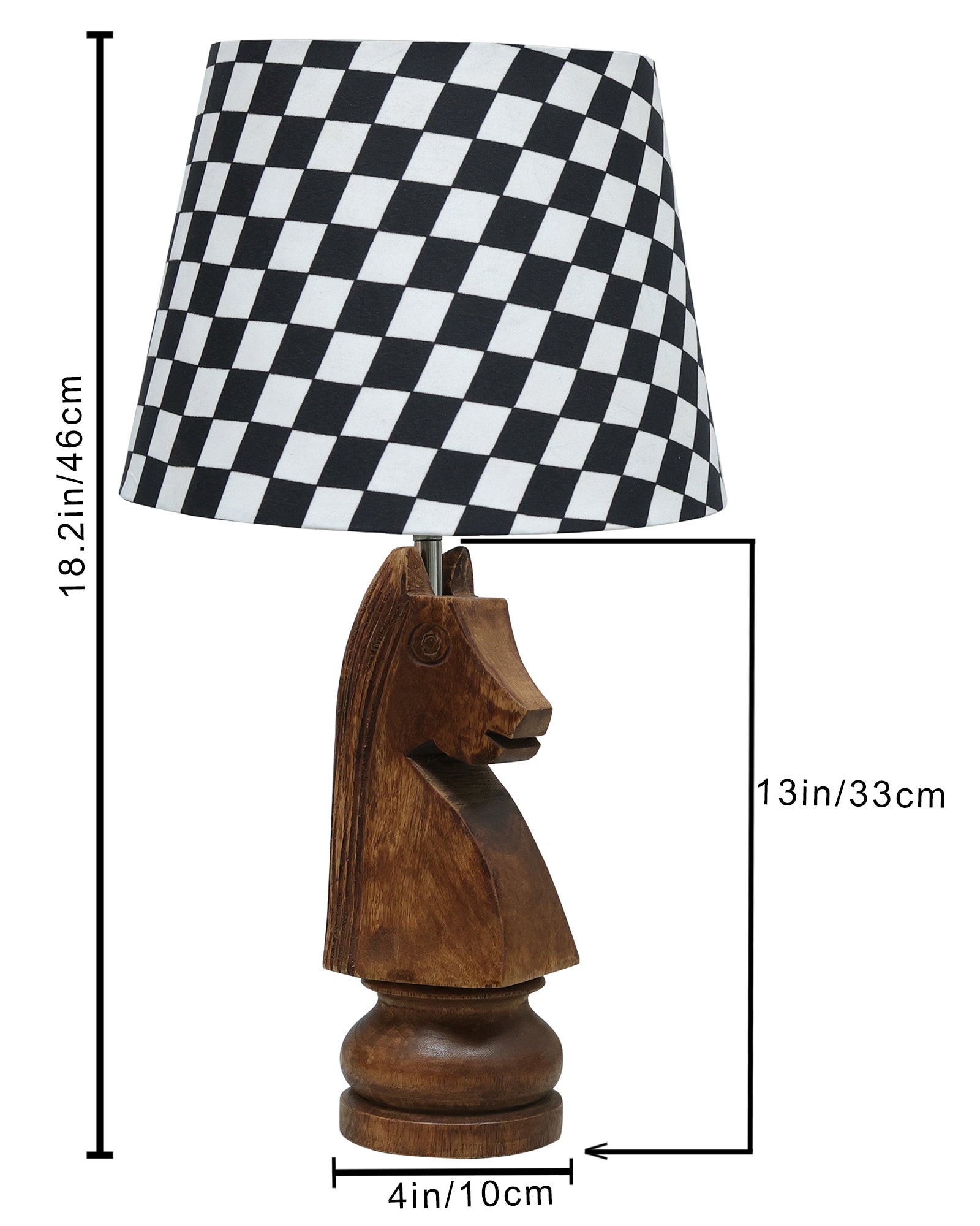 Chess Bedside Table Desk Lamp Rustic Wood Base Fabric Shade for Décor, Accent Light, Gameroom, Kids', Living Room, Bedroom, Office, Resturant