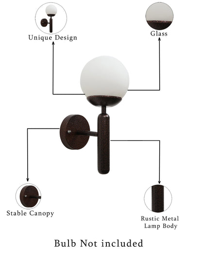 Globe Glass Wall Sconce, Modern Antique Distress Copper Wall Lamp Lighting, Mid Century Vanity Wall Light for Living Room Bathroom Bedroom Hallway, E27 base