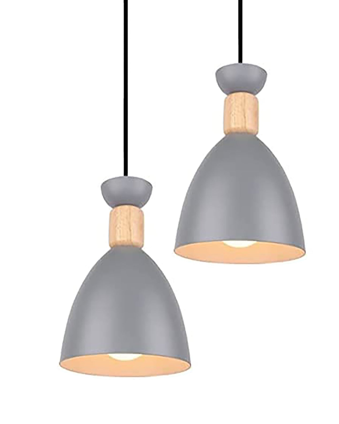 Aluminum Wood Chandelier Elegance Pendant Light Kit Modern Rustic Hanging Lamp E27 Base Hanging Light Grey