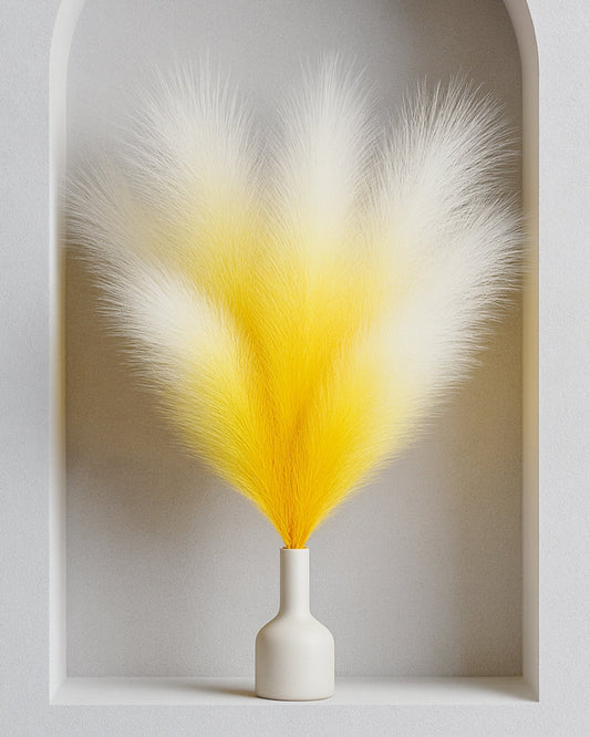 Homesake® Artificial Fluffy Pampas Grass Sticks | Pompous Faux Flowers For Vases | Decoration Items For Living Room Office Balcony Bedroom Table
