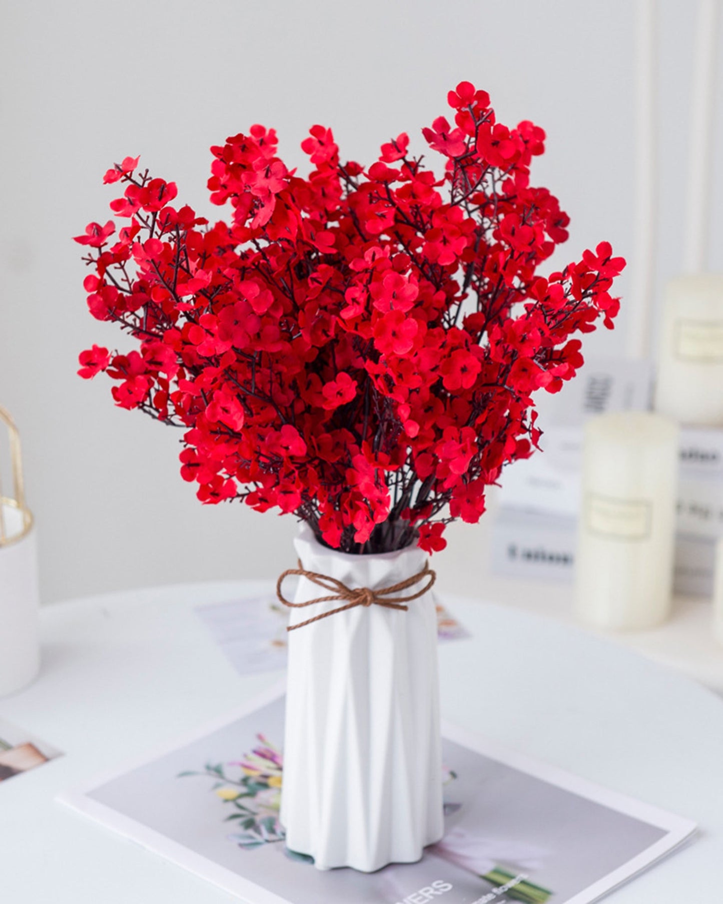 4 Bundles Baby Breath Artificial Flowers Gypsophila Bouquets Valentine's Day Floral Arrangements Bush Real Touch Silk Floral Wedding Table Centerpieces, Party, Home, Garden, Farmhouse