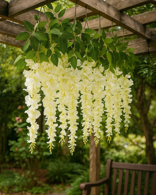 Wisteria Hanging Flowers 3.7 Feet Artificial Flowers Fake Wisteria Vine Hanging Garland Silk Flowers String for Wedding Party Home Greenery Wall Decor