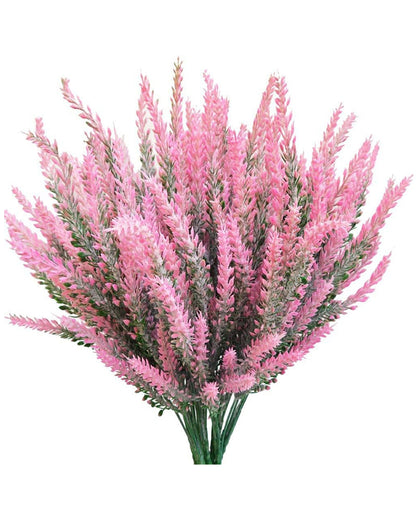 Artificial Lavender Flowers Plants Lifelike UV Resistant Fake Shrubs Greenery Bushes Bouquet to Brighten up Your Home Kitchen Garden Indoor Outdoor Decor(Purple), set of 4
