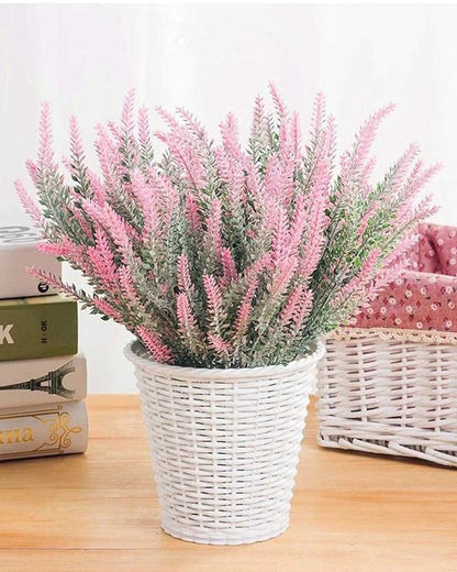 Artificial Lavender Flowers Plants Lifelike UV Resistant Fake Shrubs Greenery Bushes Bouquet to Brighten up Your Home Kitchen Garden Indoor Outdoor Decor(Purple), set of 4