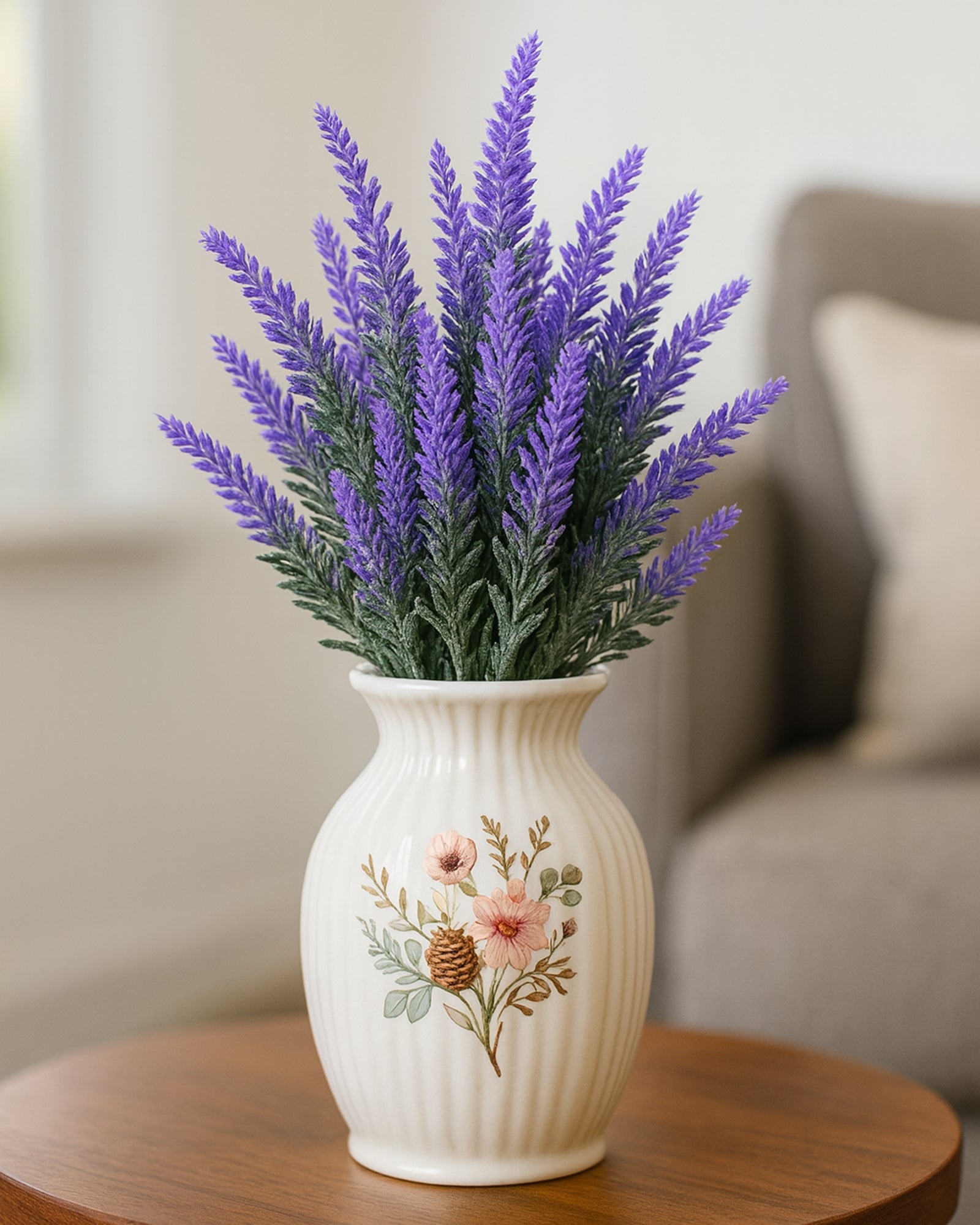 Artificial Lavender Flowers Plants Lifelike UV Resistant Fake Shrubs Greenery Bushes Bouquet to Brighten up Your Home Kitchen Garden Indoor Outdoor Decor(Purple), set of 4