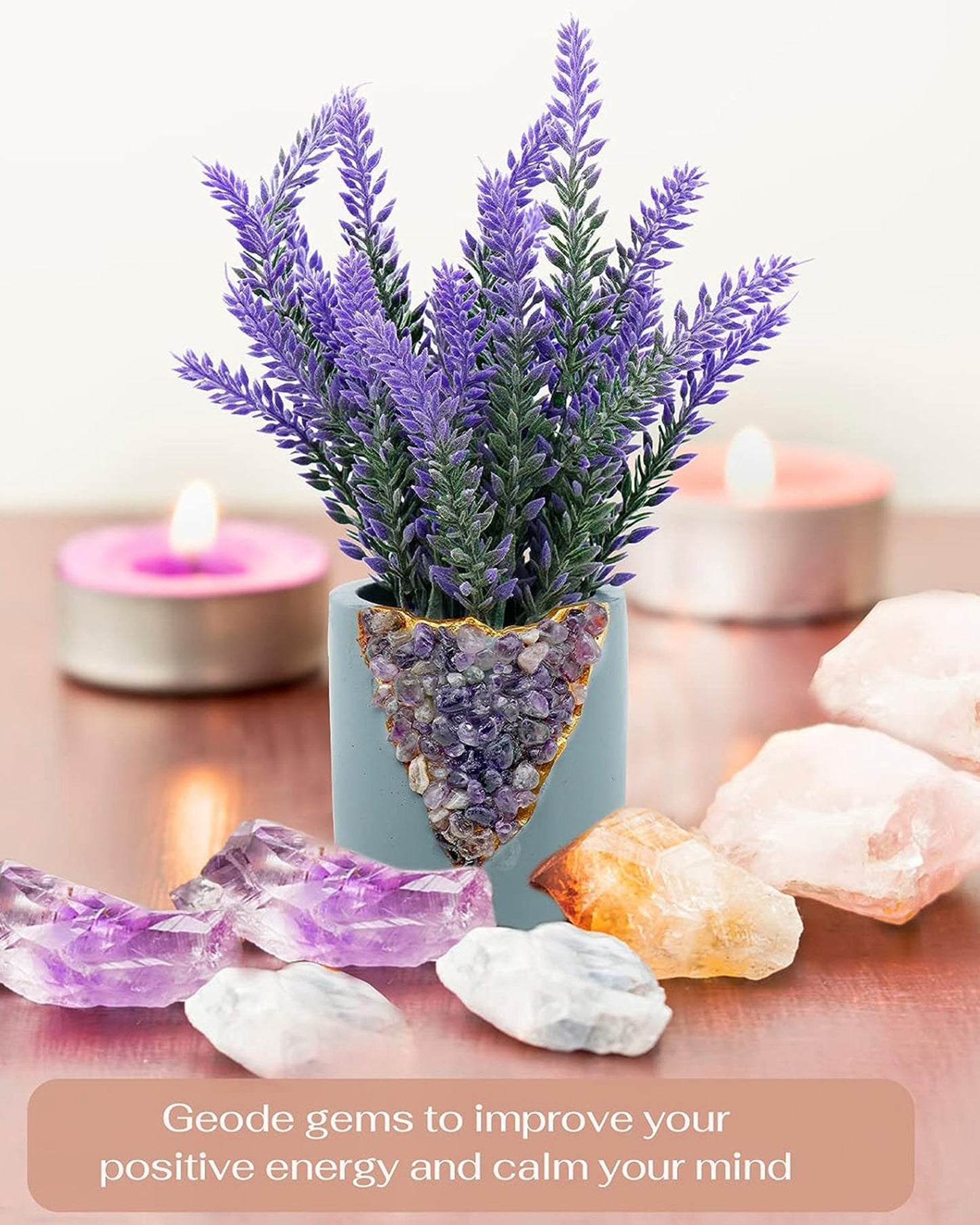 Artificial Lavender Flowers Plants Lifelike UV Resistant Fake Shrubs Greenery Bushes Bouquet to Brighten up Your Home Kitchen Garden Indoor Outdoor Decor(Purple), set of 4