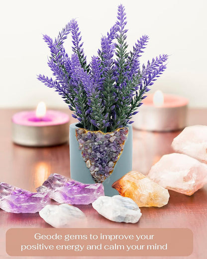 Artificial Lavender Flowers Plants Lifelike UV Resistant Fake Shrubs Greenery Bushes Bouquet to Brighten up Your Home Kitchen Garden Indoor Outdoor Decor(Purple), set of 4