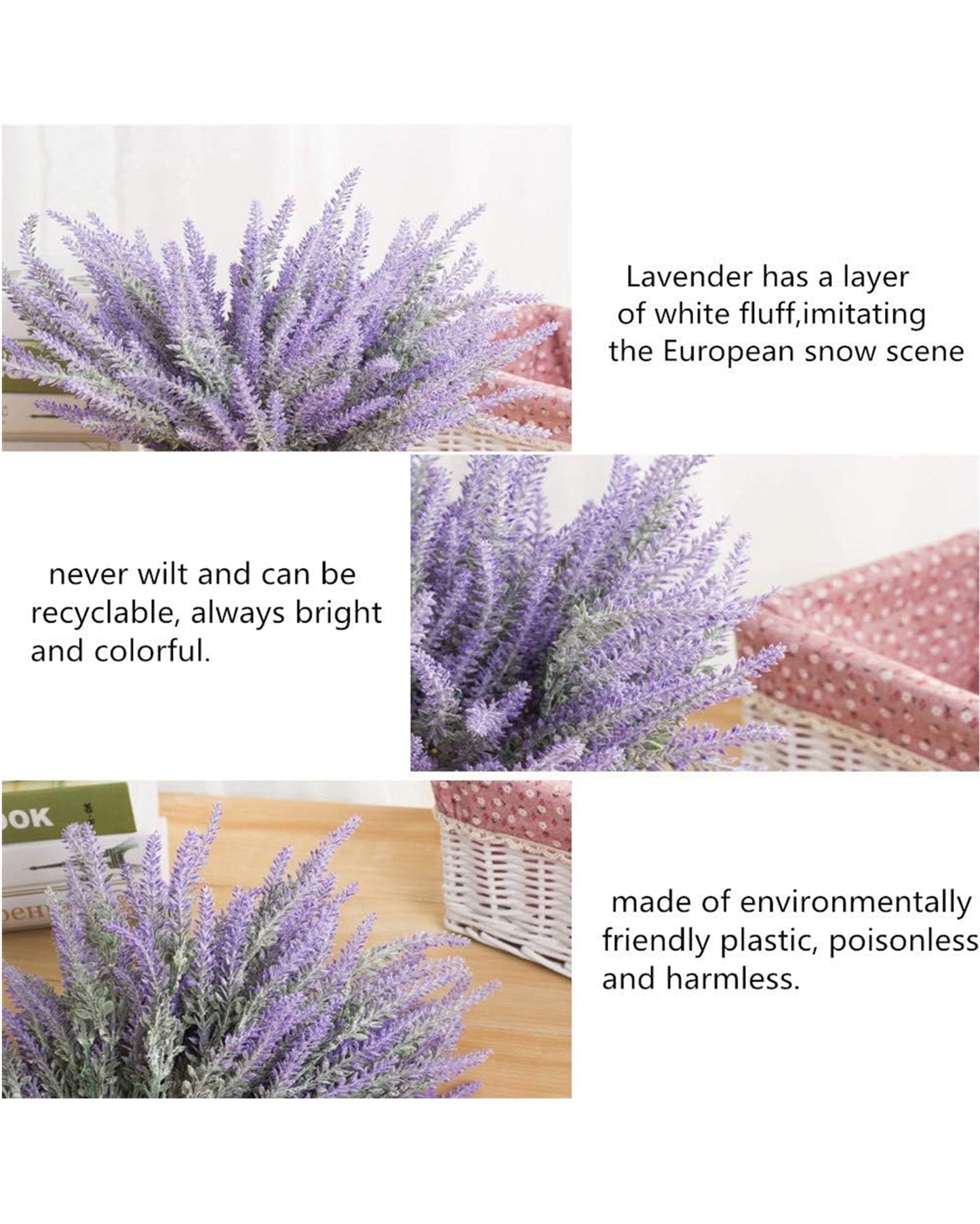 Artificial Lavender Flowers Plants Lifelike UV Resistant Fake Shrubs Greenery Bushes Bouquet to Brighten up Your Home Kitchen Garden Indoor Outdoor Decor(Purple), set of 4