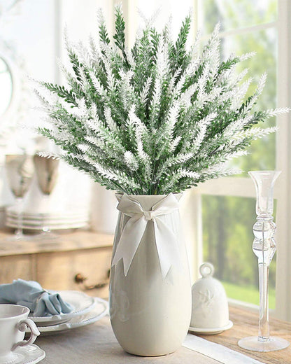 Artificial Lavender Flowers Plants Lifelike UV Resistant Fake Shrubs Greenery Bushes Bouquet to Brighten up Your Home Kitchen Garden Indoor Outdoor Decor(Purple), set of 4