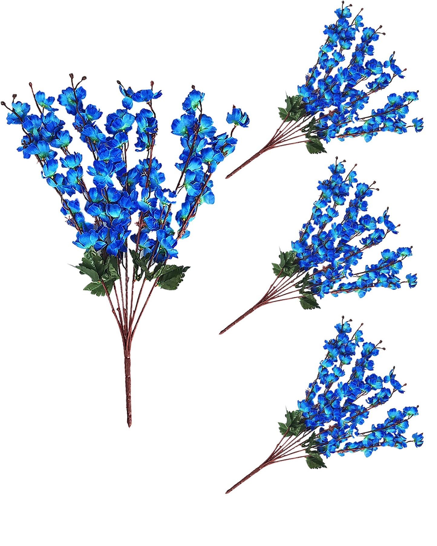 Artificial Peach Blossom Flower Bunch for Vase UV Resistant Fake Shrubs Greenery Bushes Bouquet to Brighten Home Kitchen Garden Indoor Outdoor Decor, 2 bunches - 22inch/55cm, Red