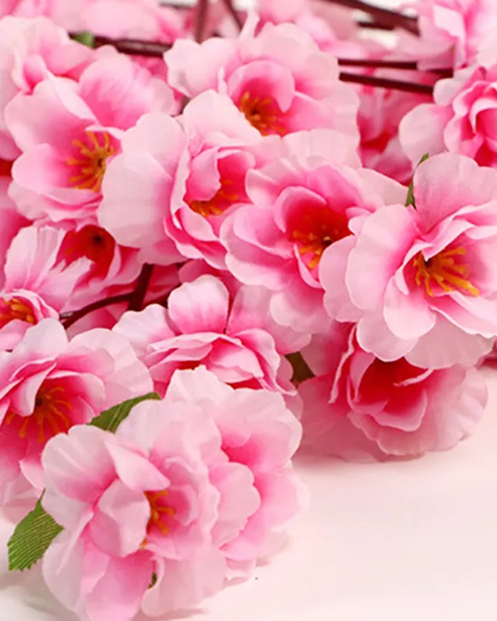 Artificial Peach Blossom Flower Bunch for Vase UV Resistant Fake Shrubs Greenery Bushes Bouquet to Brighten Home Kitchen Garden Indoor Outdoor Decor, 2 bunches - 22inch/55cm, Red