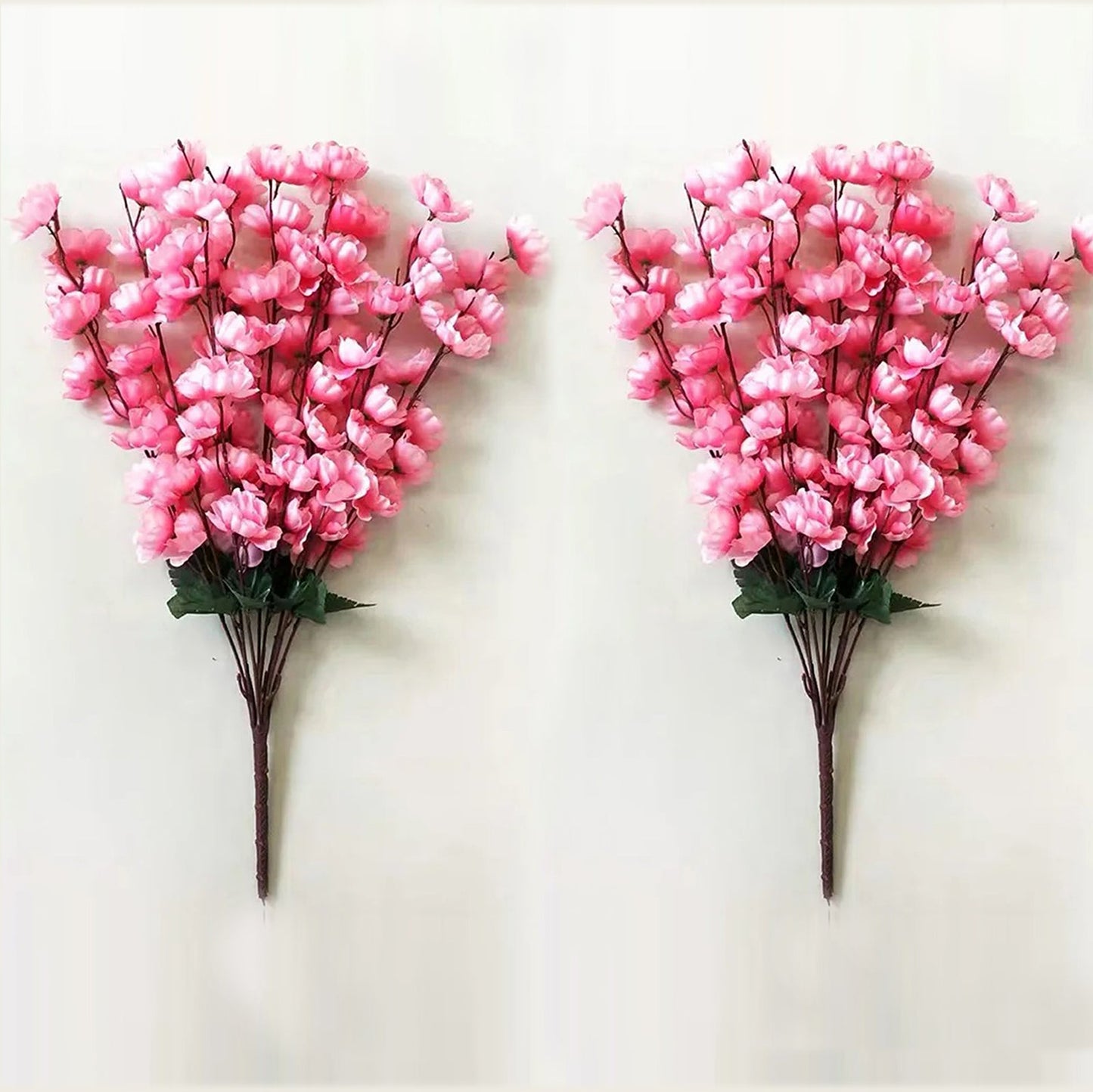 Artificial Peach Blossom Flower Bunch for Vase UV Resistant Fake Shrubs Greenery Bushes Bouquet to Brighten Home Kitchen Garden Indoor Outdoor Decor, 2 bunches - 22inch/55cm, Red