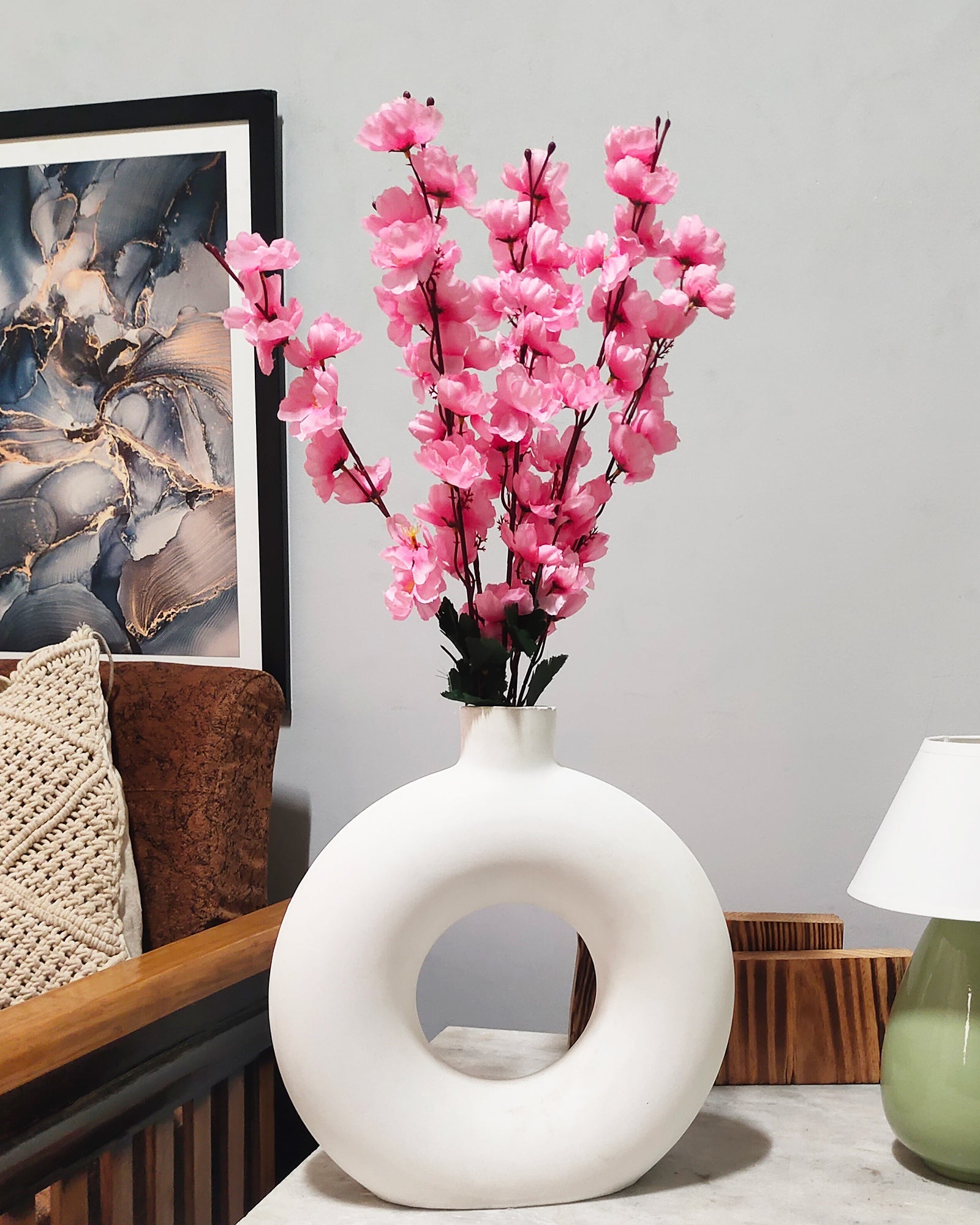 Artificial Peach Blossom Flower Bunch for Vase UV Resistant Fake Shrubs Greenery Bushes Bouquet to Brighten Home Kitchen Garden Indoor Outdoor Decor, 2 bunches - 22inch/55cm, Red