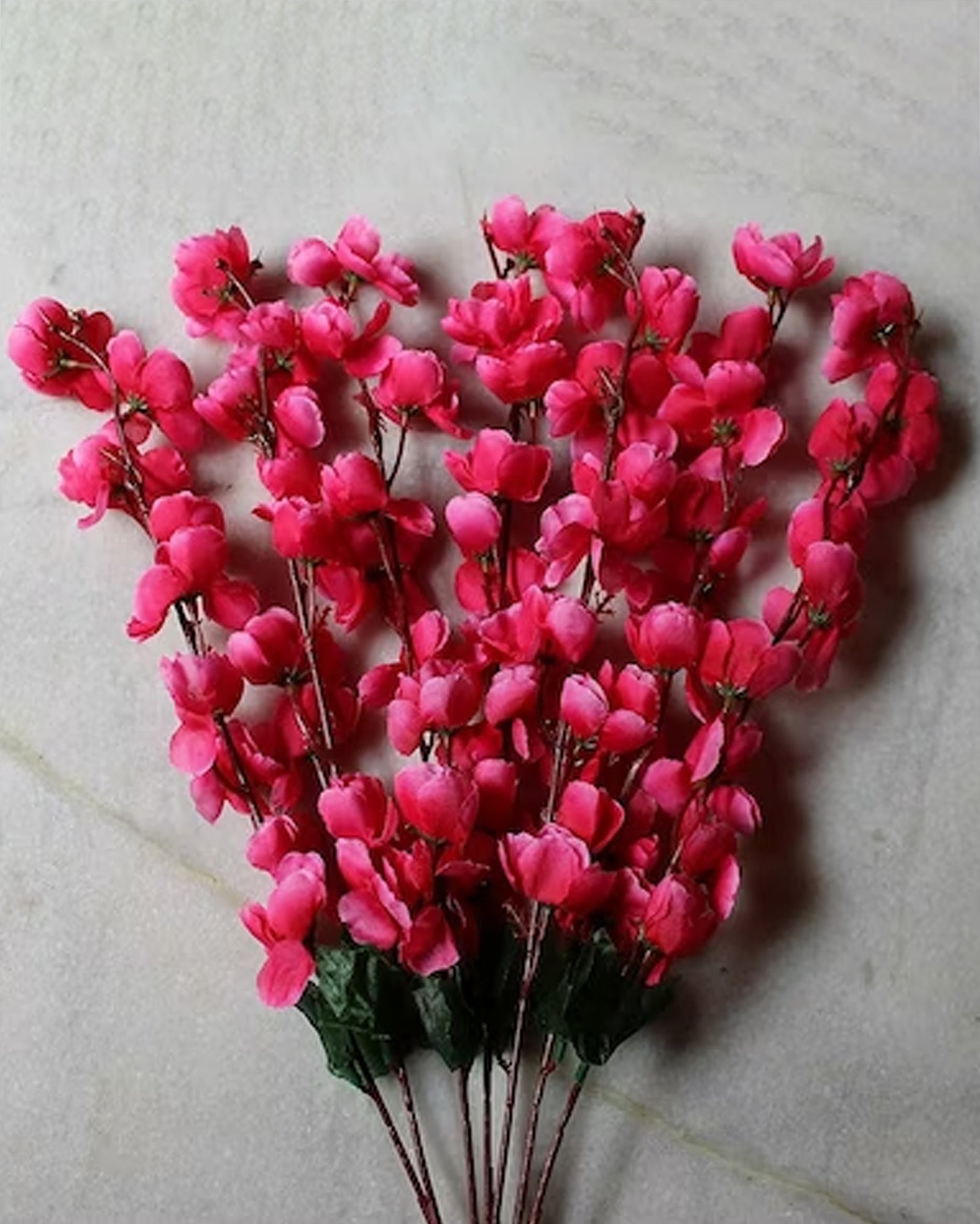 Artificial Peach Blossom Flower Bunch for Vase UV Resistant Fake Shrubs Greenery Bushes Bouquet to Brighten Home Kitchen Garden Indoor Outdoor Decor, 2 bunches - 22inch/55cm, Red