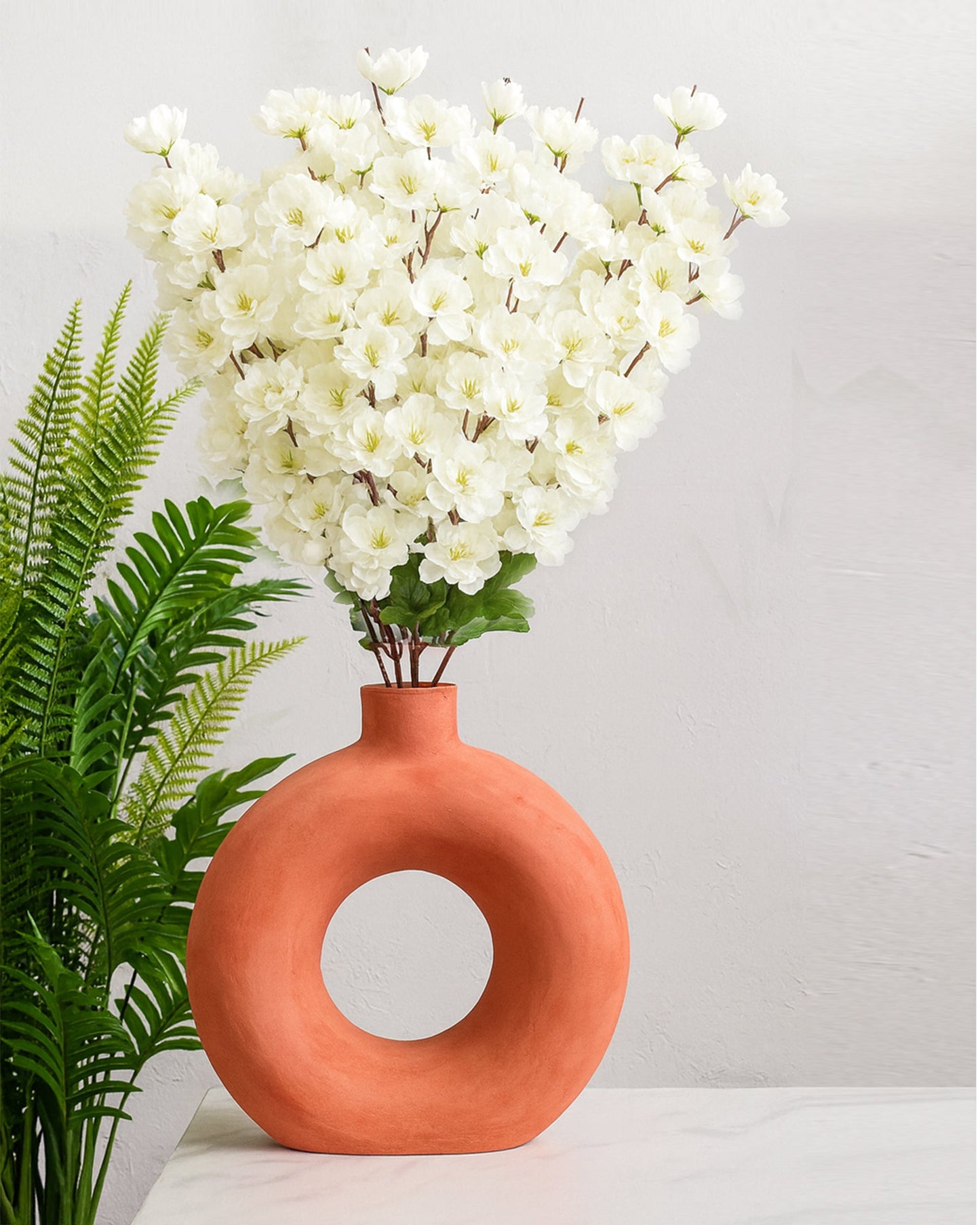 Artificial Peach Blossom Flower Bunch for Vase UV Resistant Fake Shrubs Greenery Bushes Bouquet to Brighten Home Kitchen Garden Indoor Outdoor Decor, 2 bunches - 22inch/55cm, Red