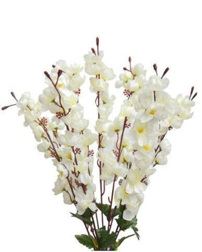 Artificial Peach Blossom Flower Bunch for Vase UV Resistant Fake Shrubs Greenery Bushes Bouquet to Brighten Home Kitchen Garden Indoor Outdoor Decor, 2 bunches - 22inch/55cm, Red