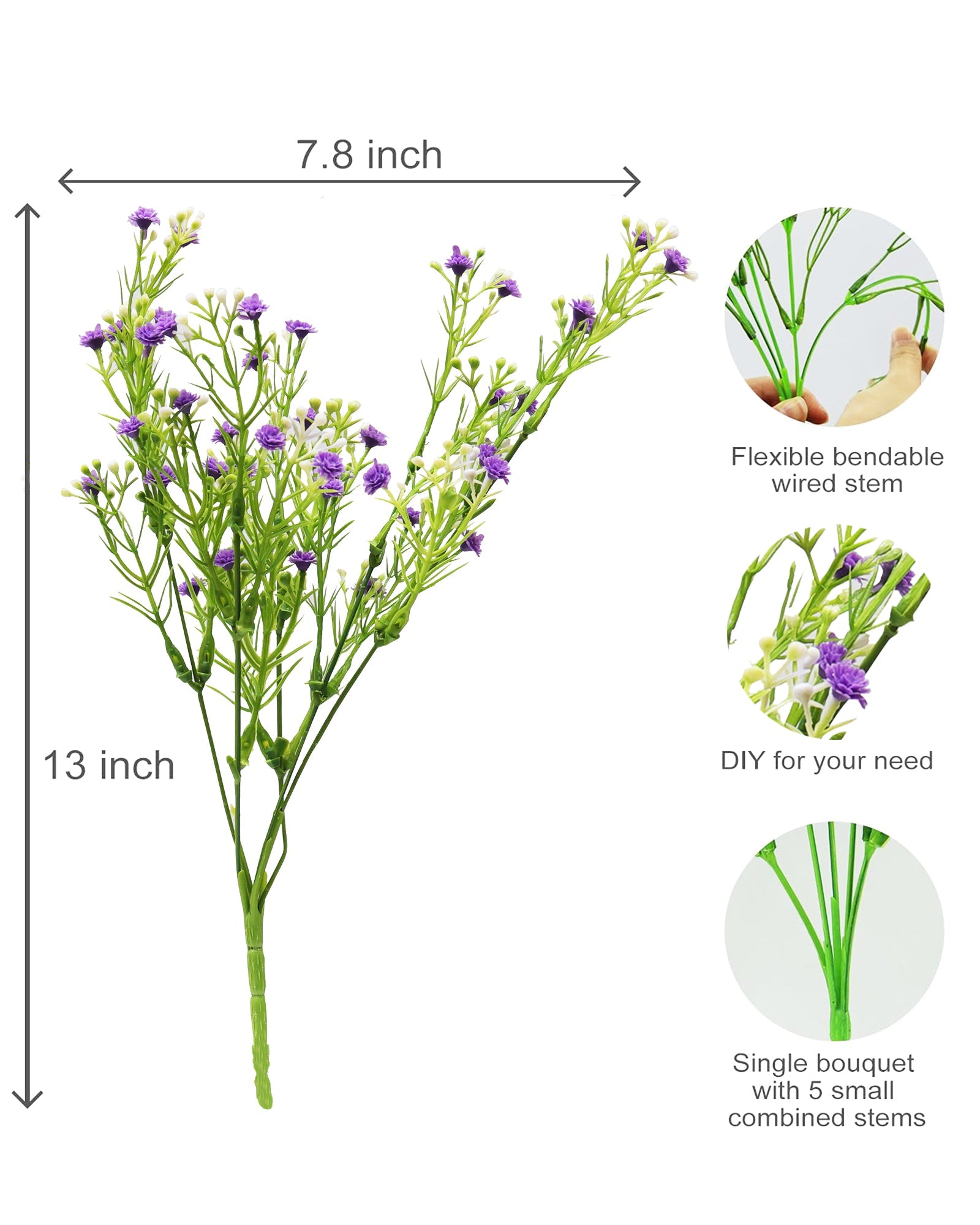 Artificial Flowers Bouquets, Artificial Silk Faux Flowers Millet Flower Bunch for Wedding, Home Table Decorations, Wedding Centerpieces Flowers Arrangement Chinese Flowers