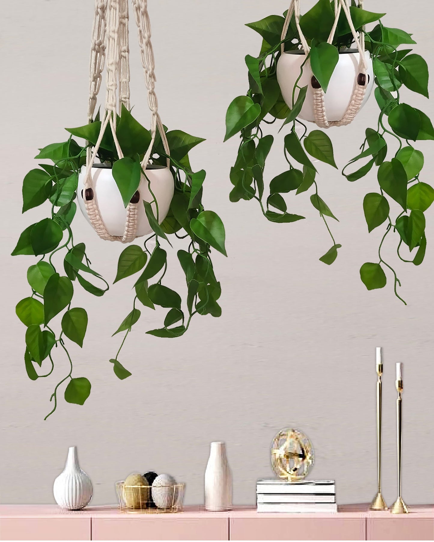Hanging Plant Fake Money Hanging Plants with Metal Pots, Artificial, Faux Anthurium Leaf Hanging Basket Plant Vine Creeper Wall Home Room Indoor Outdoor Decor