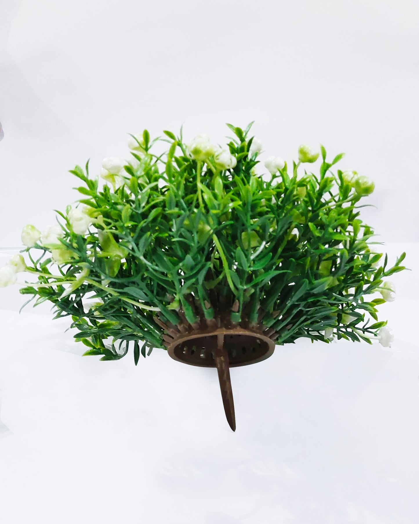Ice Italian Rose Bunch Artificial faux Decorative Green Flower Plant, Table Centerpieces, Floral Arrangements, Yellow Metal Pot