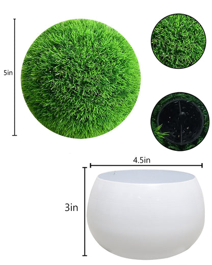 Fake Plants for Bathroom/Home Office Decor, Small Artificial Faux Greenery for House Decoration Office Cubicle Shelf Window, Trimming Ball, set of 2 with metal Pot