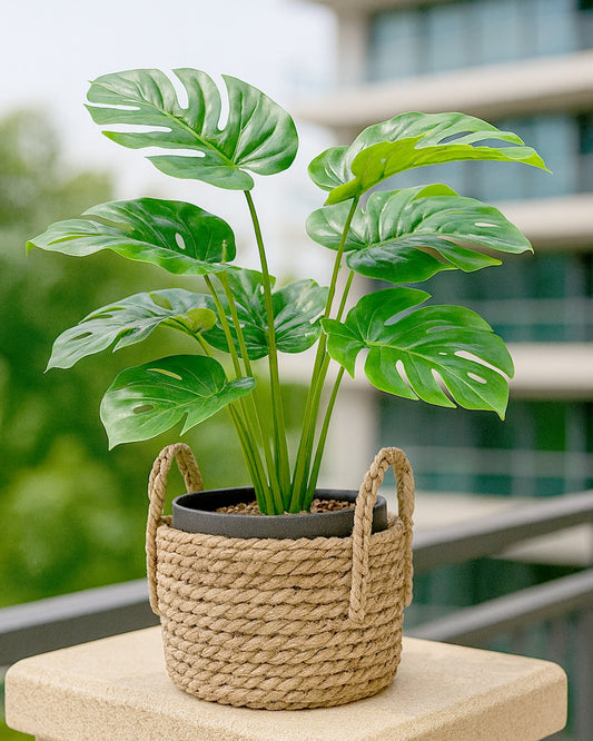 Artificial Ornamental Monstera Plant/Green Faux Tropical Plant Tree for Home Decor Living Room Corner Office Small Medium Size 28 inch (Without Pot, 1)