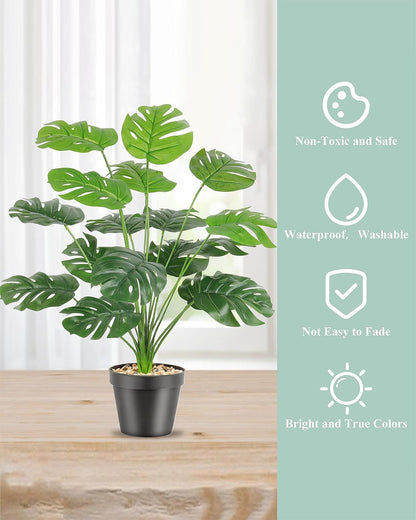 Artificial Ornamental Monstera Plant/Green Faux Tropical Plant Tree for Home Decor Living Room Corner Office Small Medium Size 28 inch (Without Pot, 1)