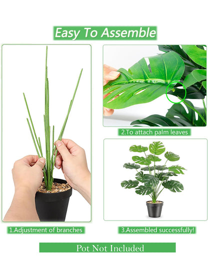 Artificial Ornamental Monstera Plant/Green Faux Tropical Plant Tree for Home Decor Living Room Corner Office Small Medium Size 28 inch (Without Pot, 1)