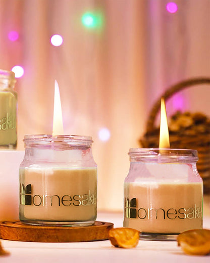 Organic Aroma Candles Wax 2 X 70gms Each, Aromatic Scented Fragrance up to 15 Hours, Best Gift, Cinnamon