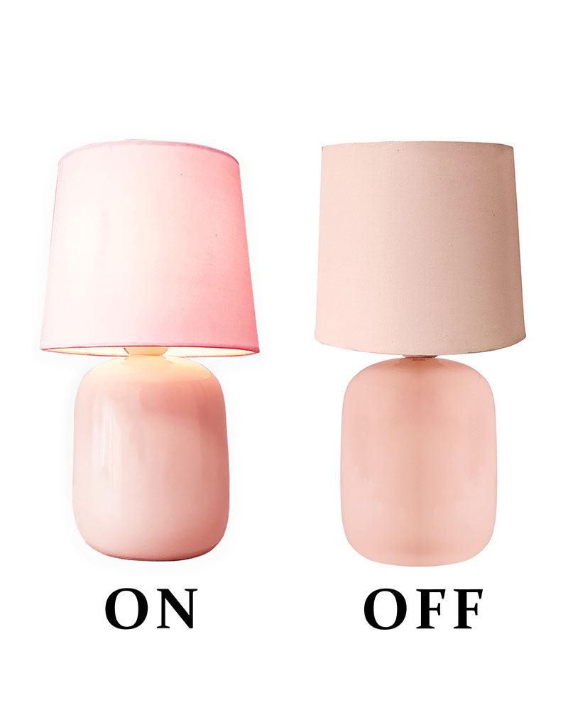 Modern Small Ceramic Table Lamp, Bedside Desk lamp for Living Room Bedroom, Farmhouse Nightstand Lamps Glossy Dovel
