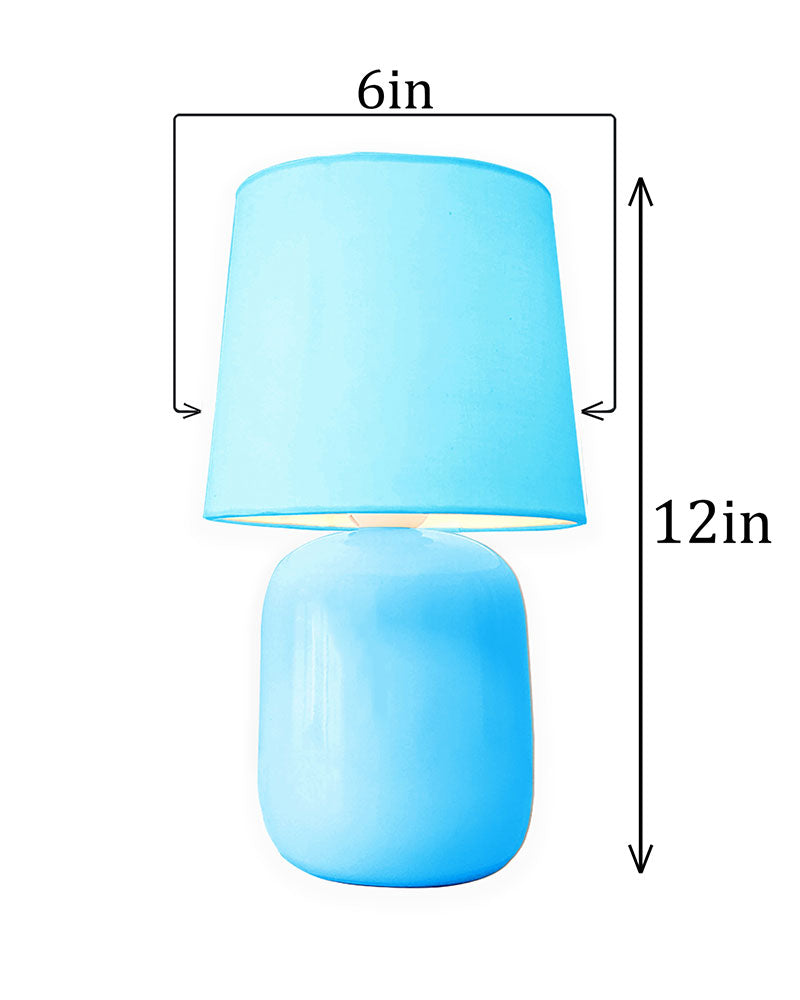 Modern Small Ceramic Table Lamp, Bedside Desk lamp for Living Room Bedroom, Farmhouse Nightstand Lamps Glossy Dovel